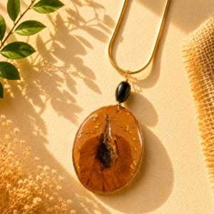 Vintage Butterfly Pea Resin Pendant Necklace