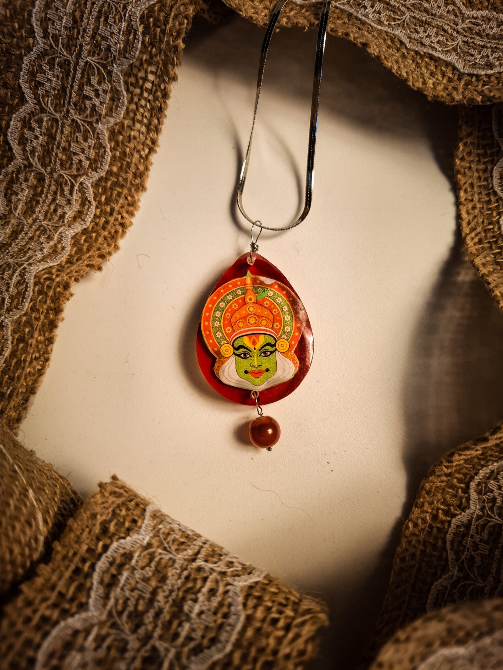 Kathakali Art Resin Pendant Necklace
