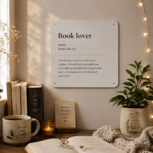 Book Lover Metal Wall Décor | Silver | 20 × 20 cm